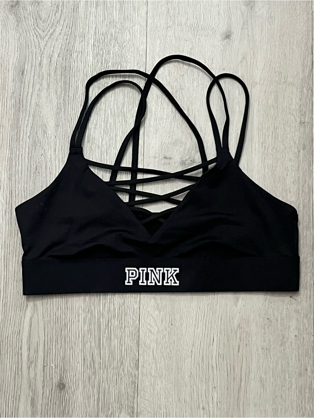 Victoria's Secret PINK Black Strappy Crisscross Sports Bra